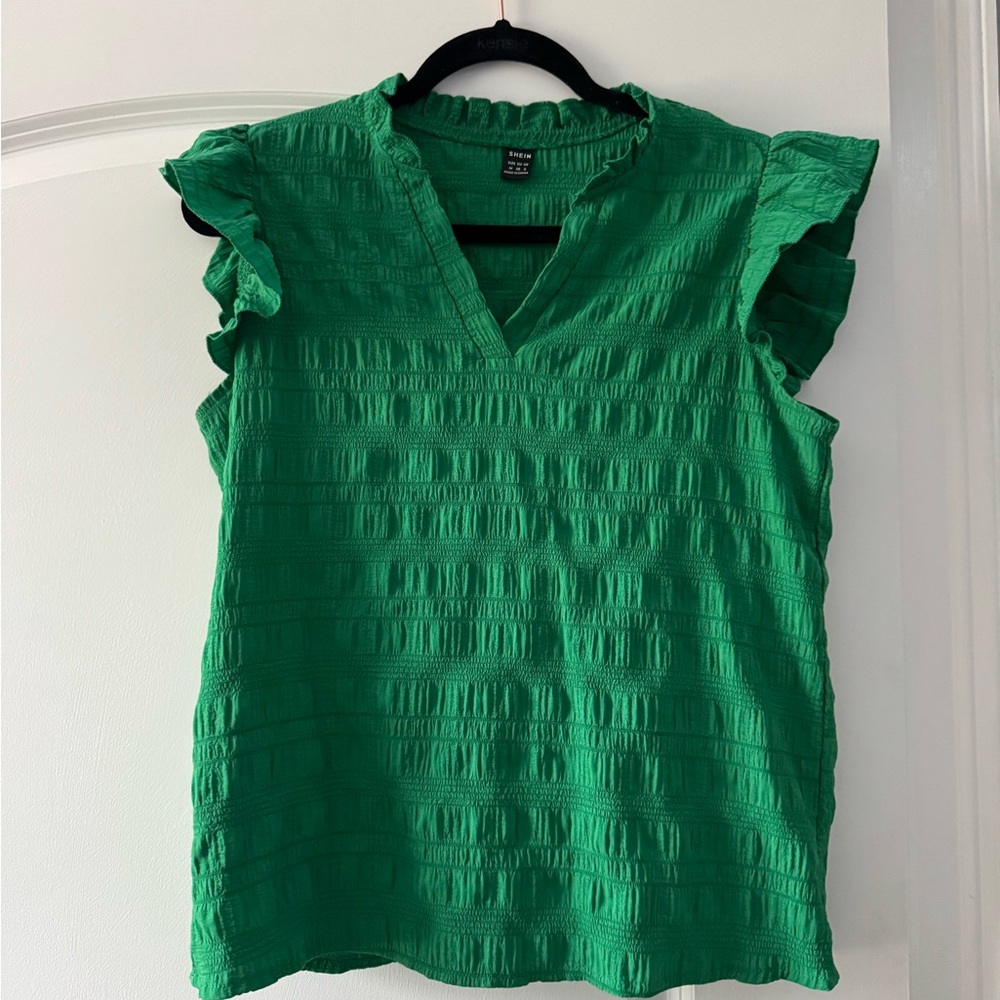 SHEIN Emerald Ruffled Blouse